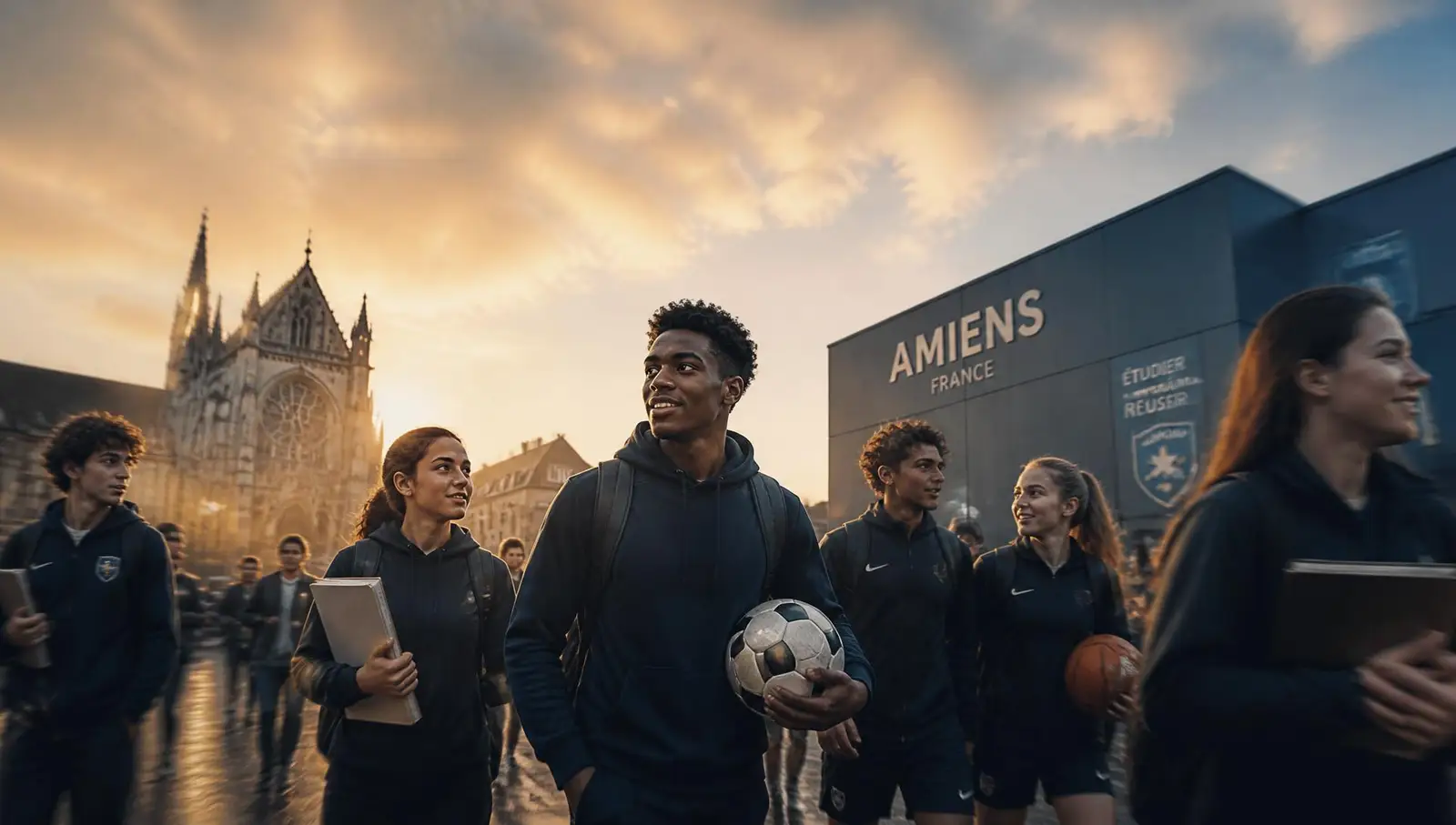 Jeunes sportifs et étudiants du campus à Amiens